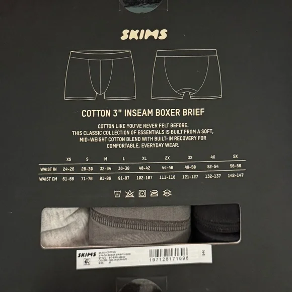NIB - SKIMS 3" Inseam Men's Boxer Briefs - 3-pack - Size Medium - Heather Multi - Picture 6 of 7